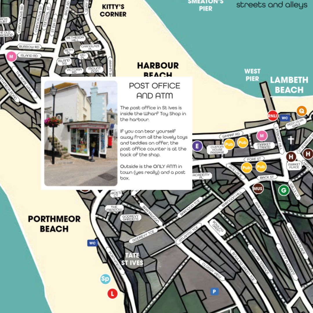 St Ives Close Up Map Guide Cornwall