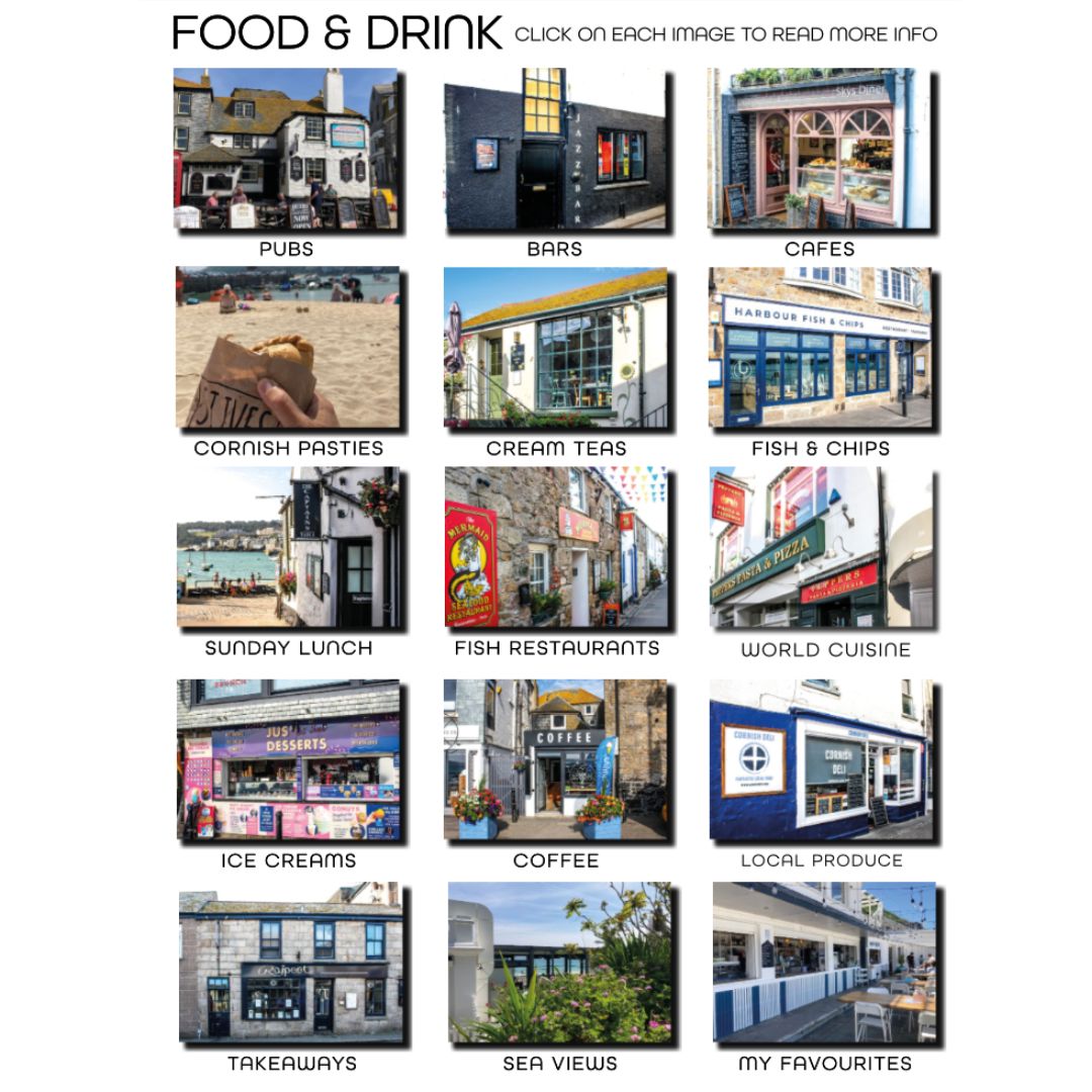 St Ives Map Guide Food and Drink Cornwall