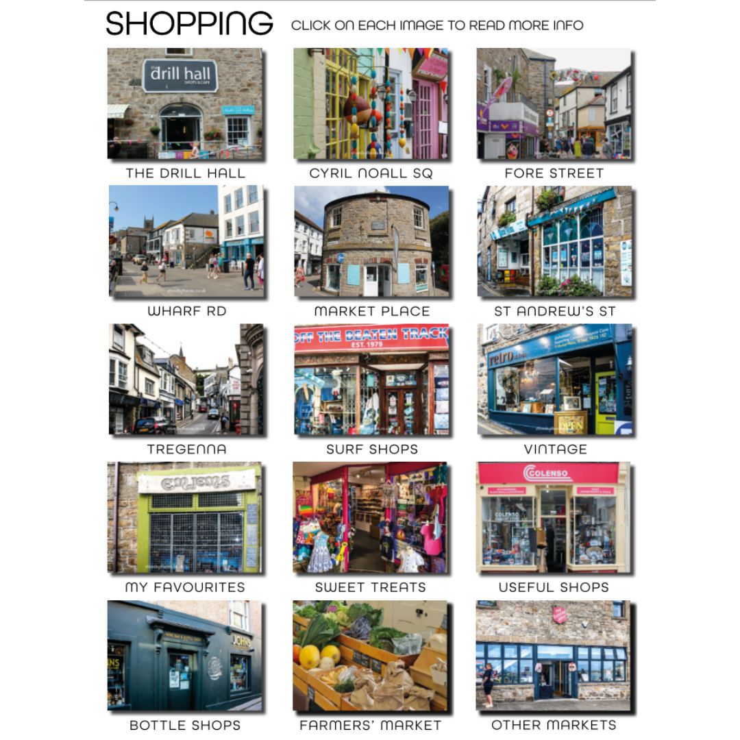 St Ives Map Guide Shopping Cornwall