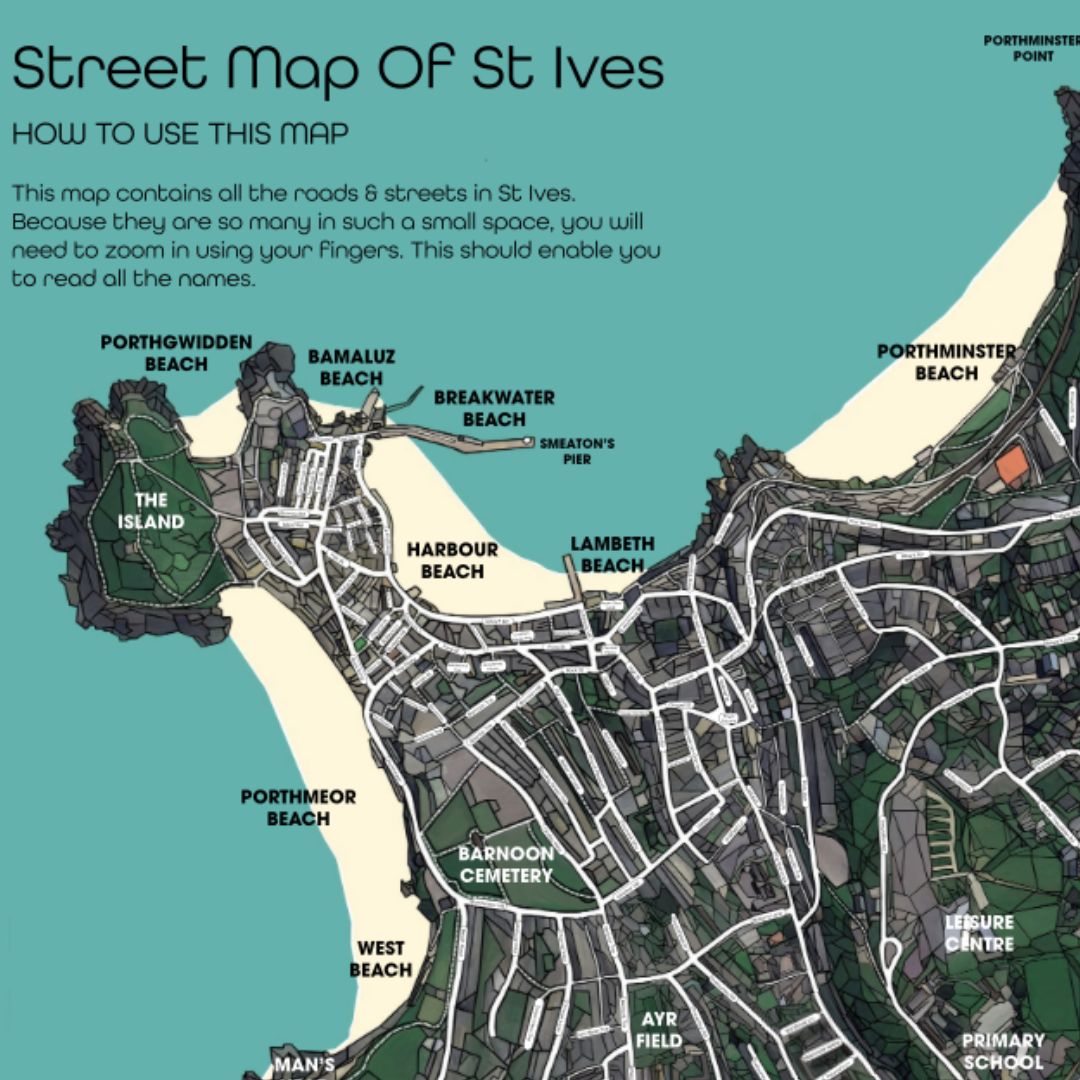 St Ives Street Map Guide Cornwall