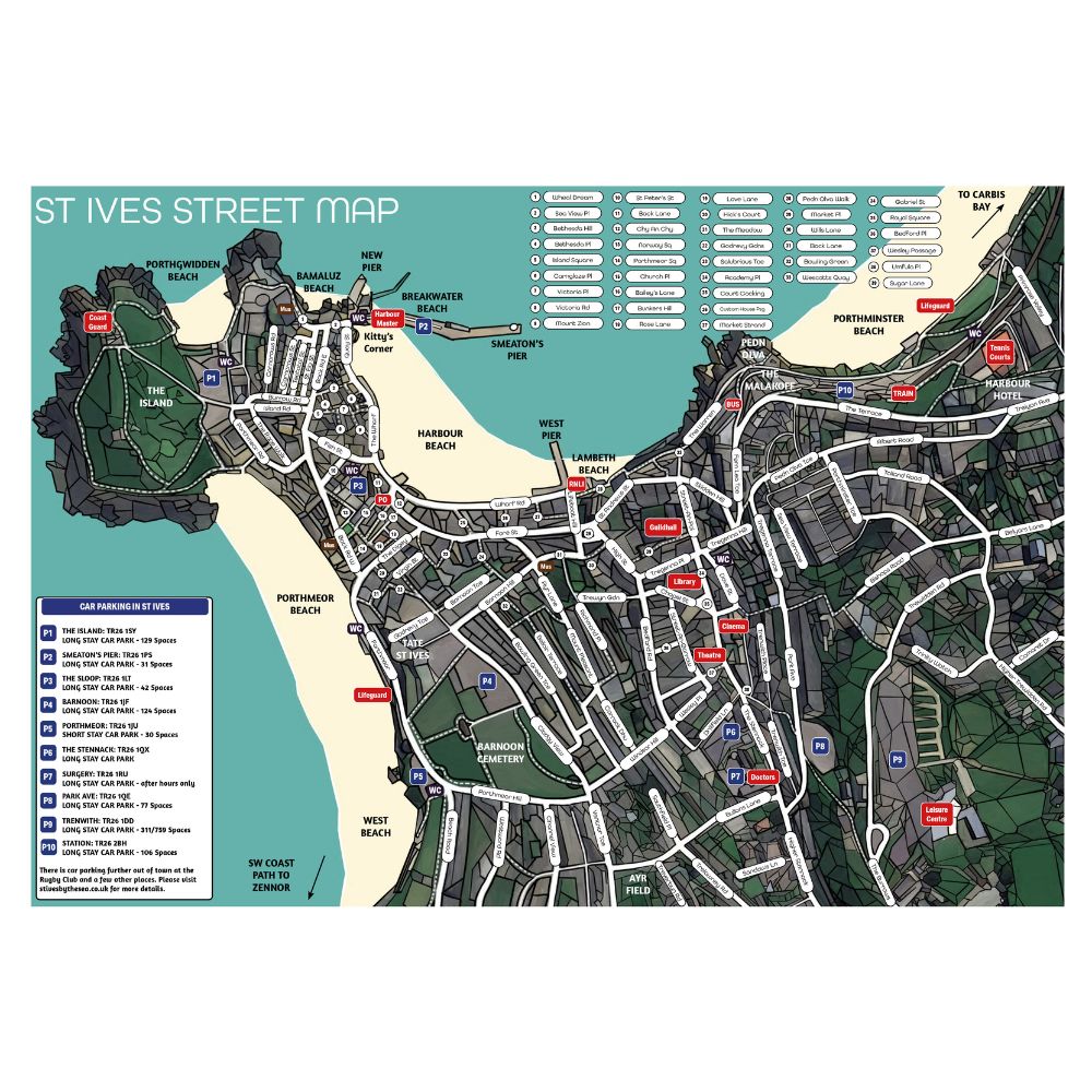 A Curiously Interesting and Helpful Guide To St Ives Cornwall Map