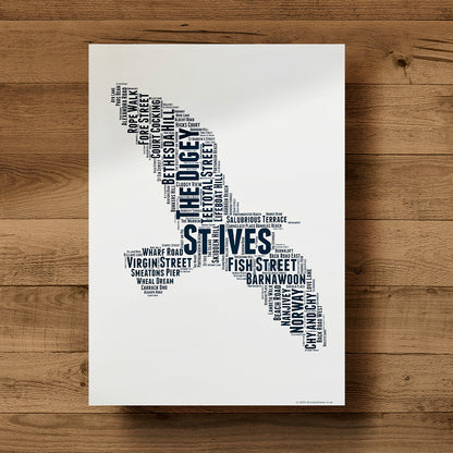 St Ives Seagull Street Name Poster