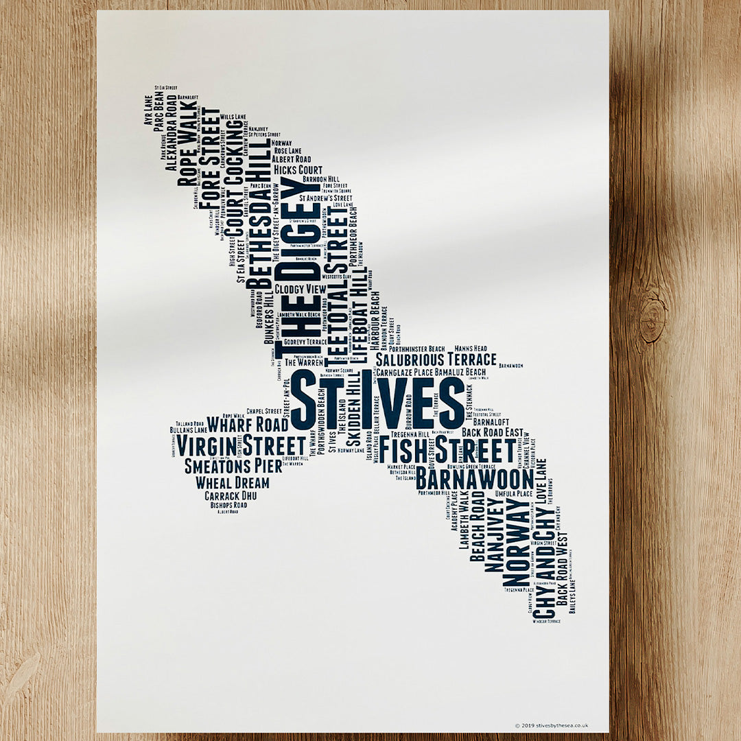 St Ives Seagull Street Name Poster