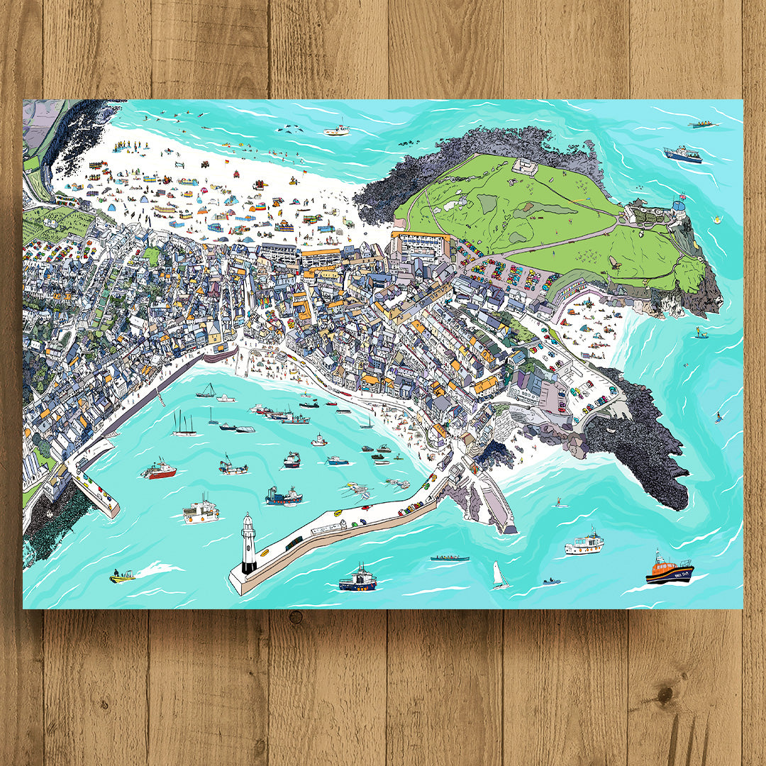 St Ives From Above Art Print A3